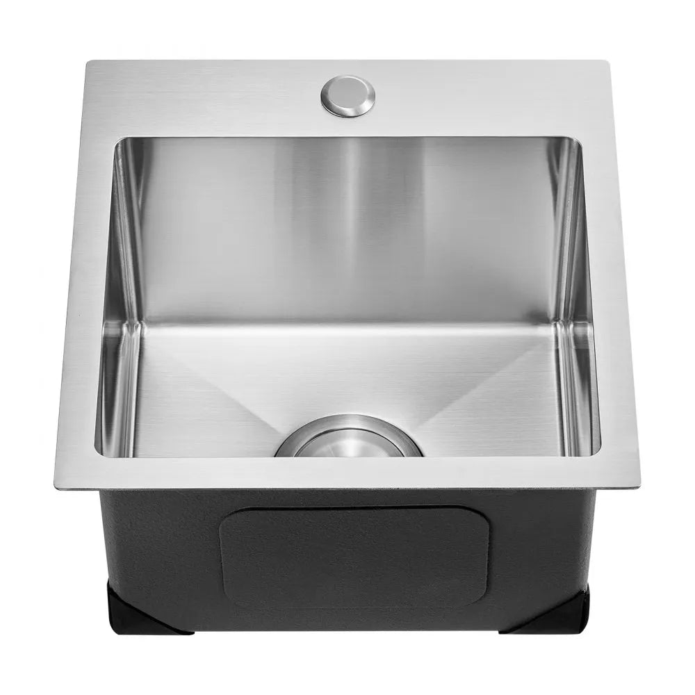 VEVOR 15" Kitchen Sink Top Mount Single Bowl Drop-In Basin Stainless Steel Bar