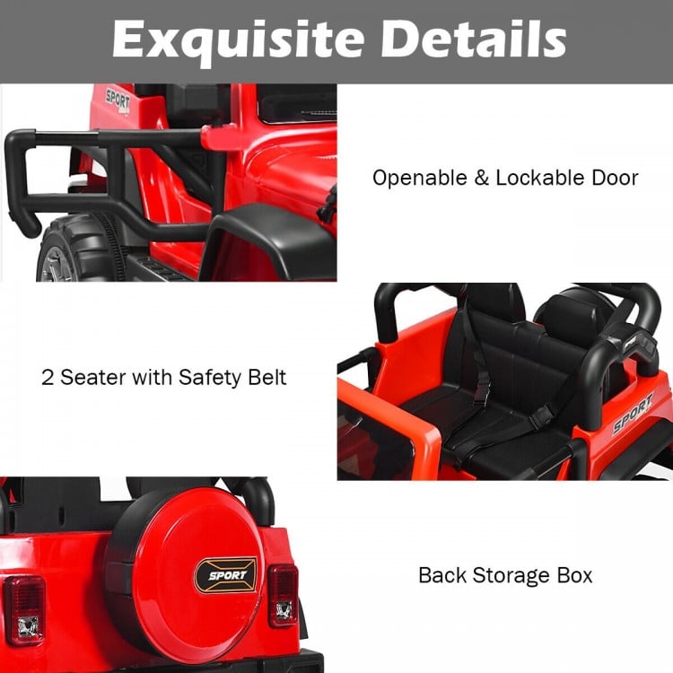 12V 2-Seater Ride on Car Truck with Remote Control and Storage Room-Red