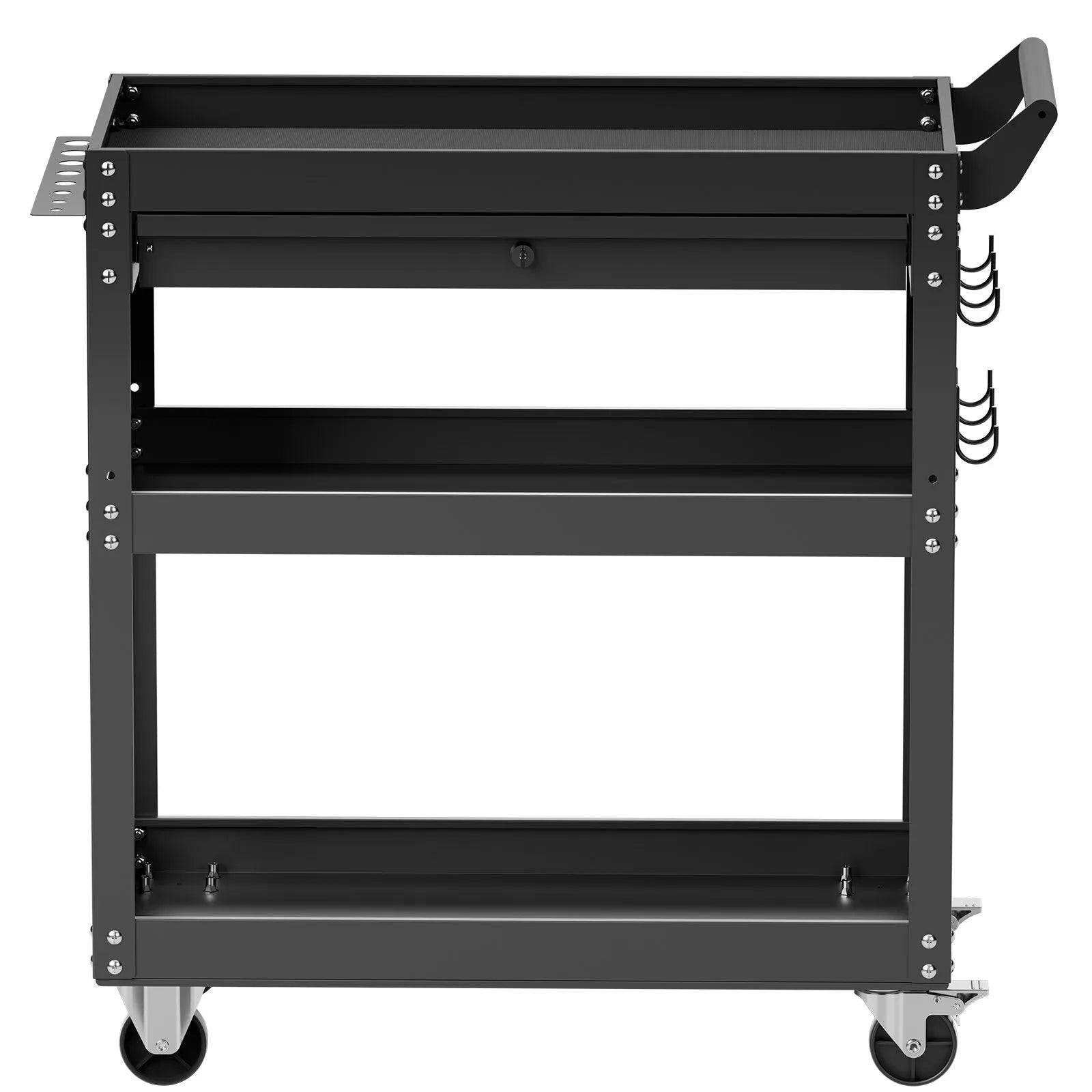 VEVOR 4-Tier Tool Cart on Wheels 350 lb Rolling Work Cart with Drawer & Pegboard