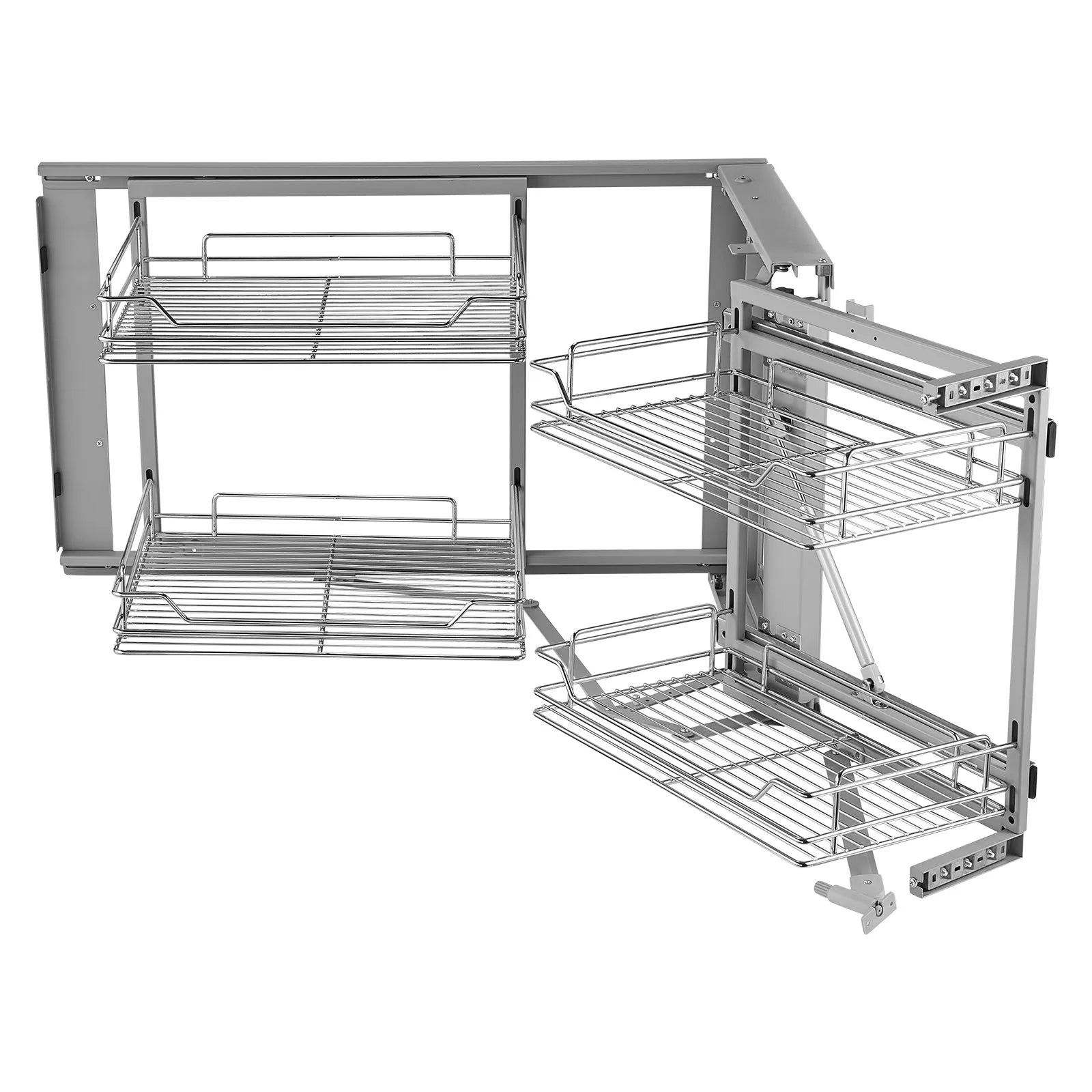 VEVOR 2 Tier Blind Corner Pull Out Organizer Chrome Kitchen Cabinet Basket