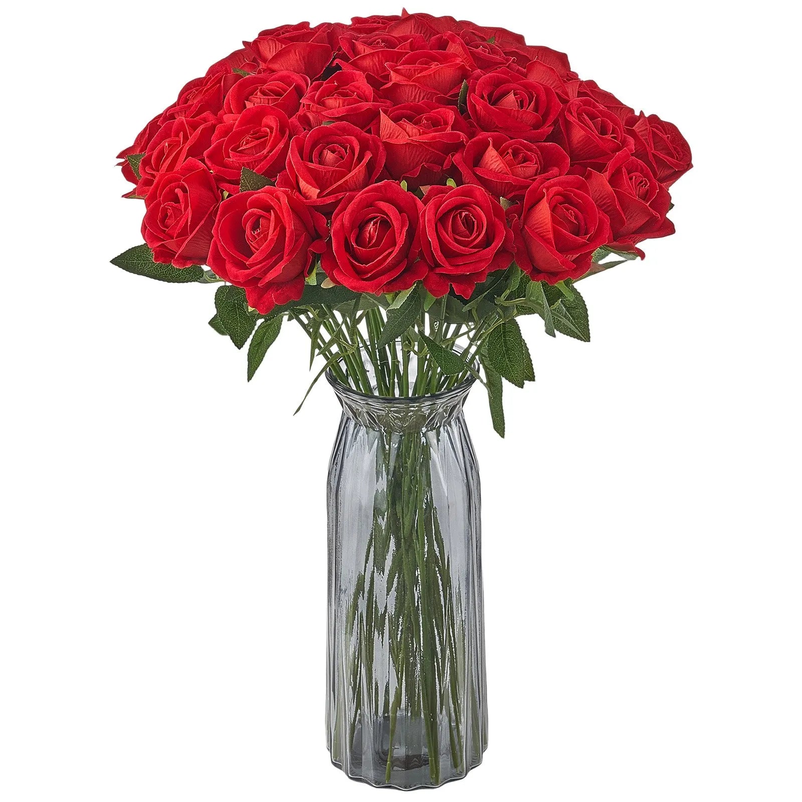 VEVOR 500 Pcs Red Roses Artificial Flowers Realistic Bouquet for Xmas Home Decor