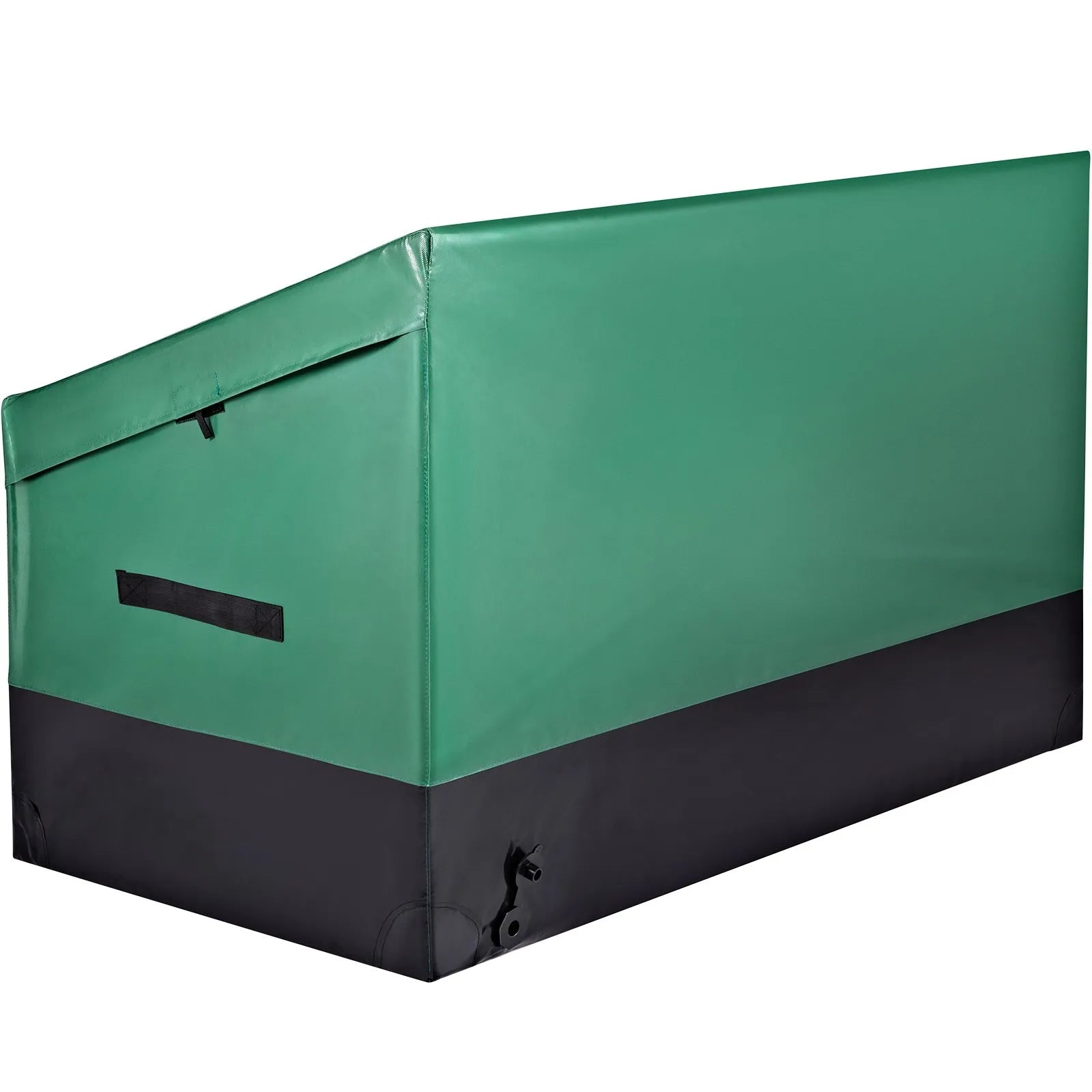 VEVOR Outdoor Storage Box, 100 Gallon Waterproof PE Tarpaulin Deck Box w/ Galvanized Frame, All-Weather Protection & Portable, for Camping, Garden, Poolside, and Yard, Brown & Blue