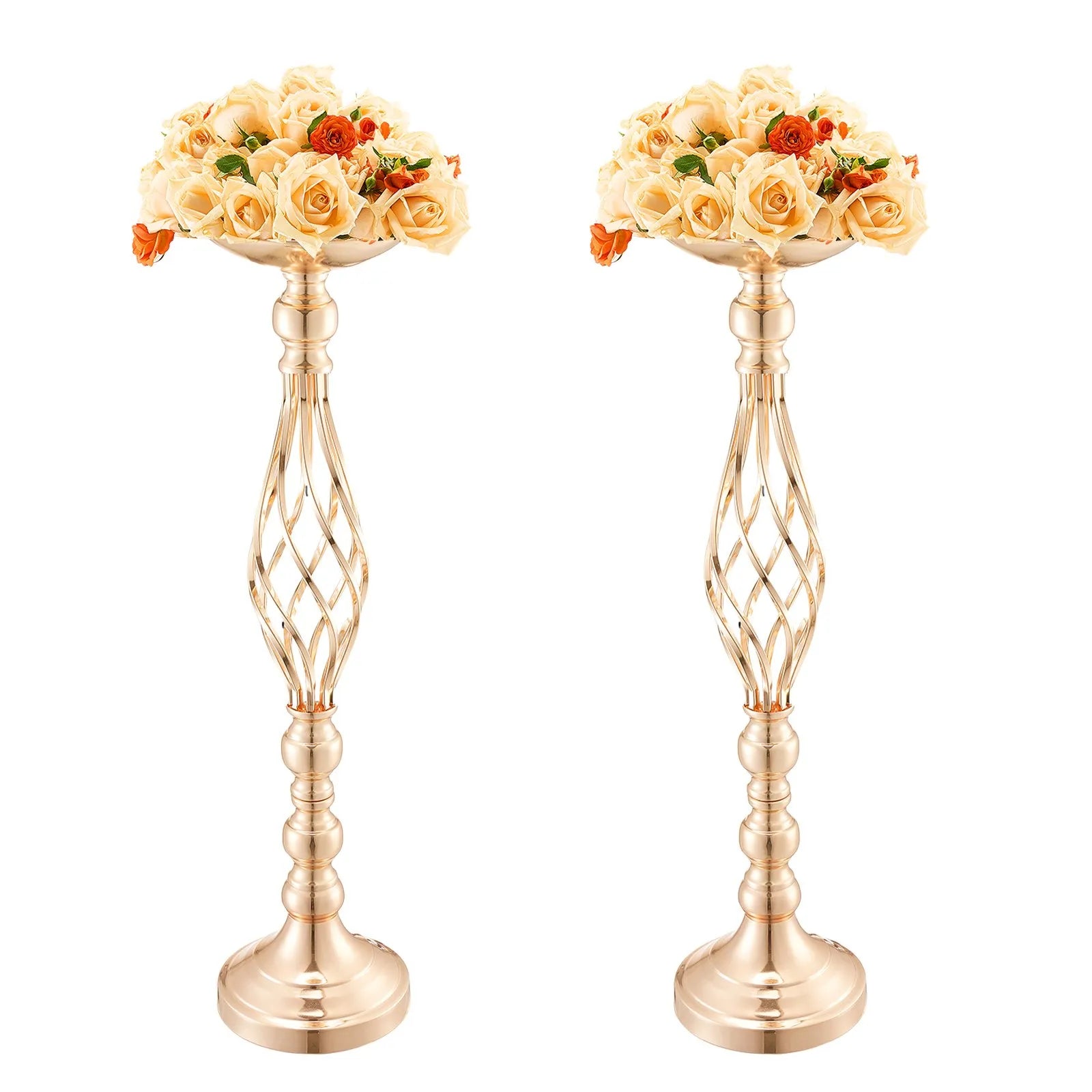 VEVOR 20PCS 58cm/22.83” Wedding Flower Vase Metal Gold Floral Stand for Table