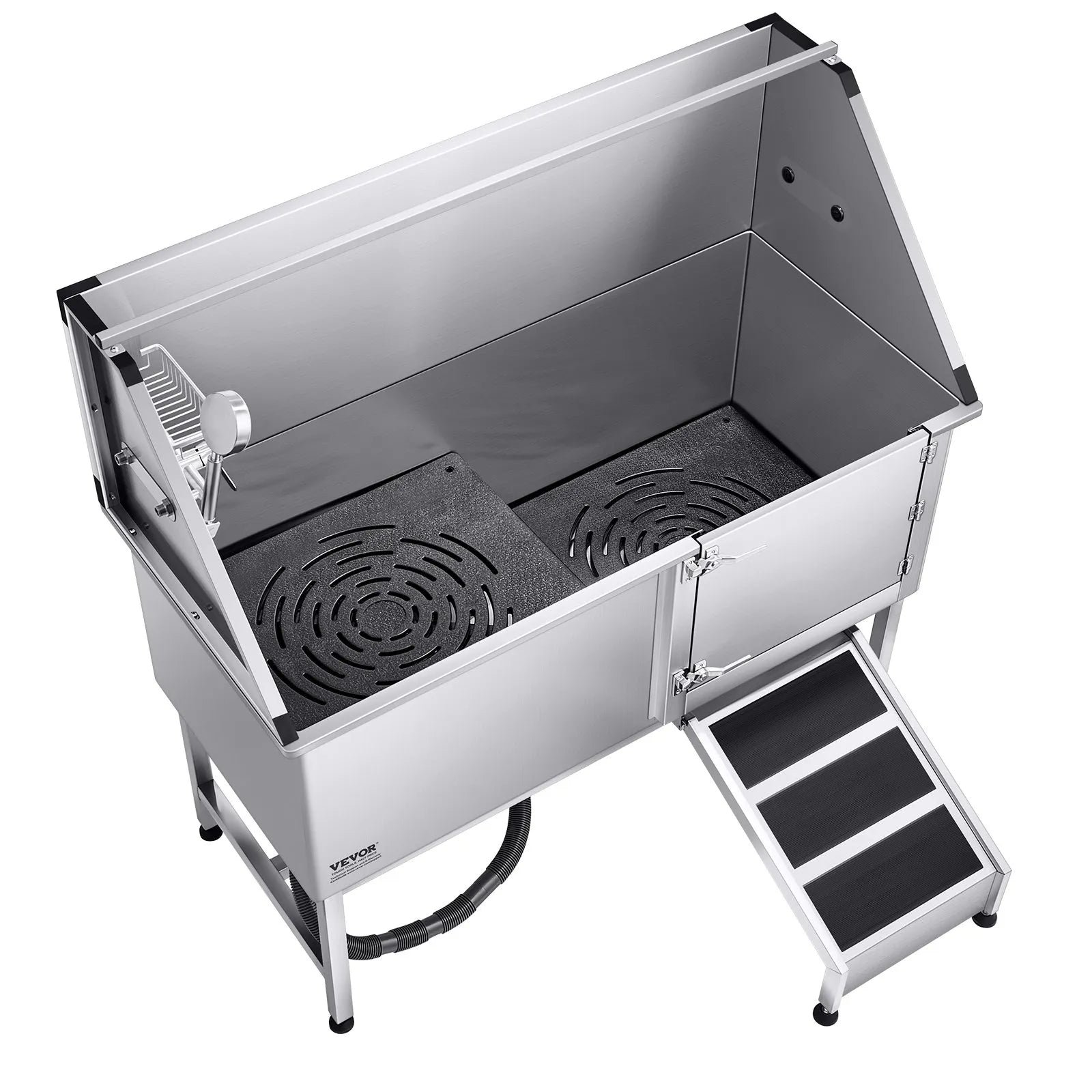 VEVOR 62 Inch Dog Grooming Bath Tub Stainless Steel w Ramp Water Filter