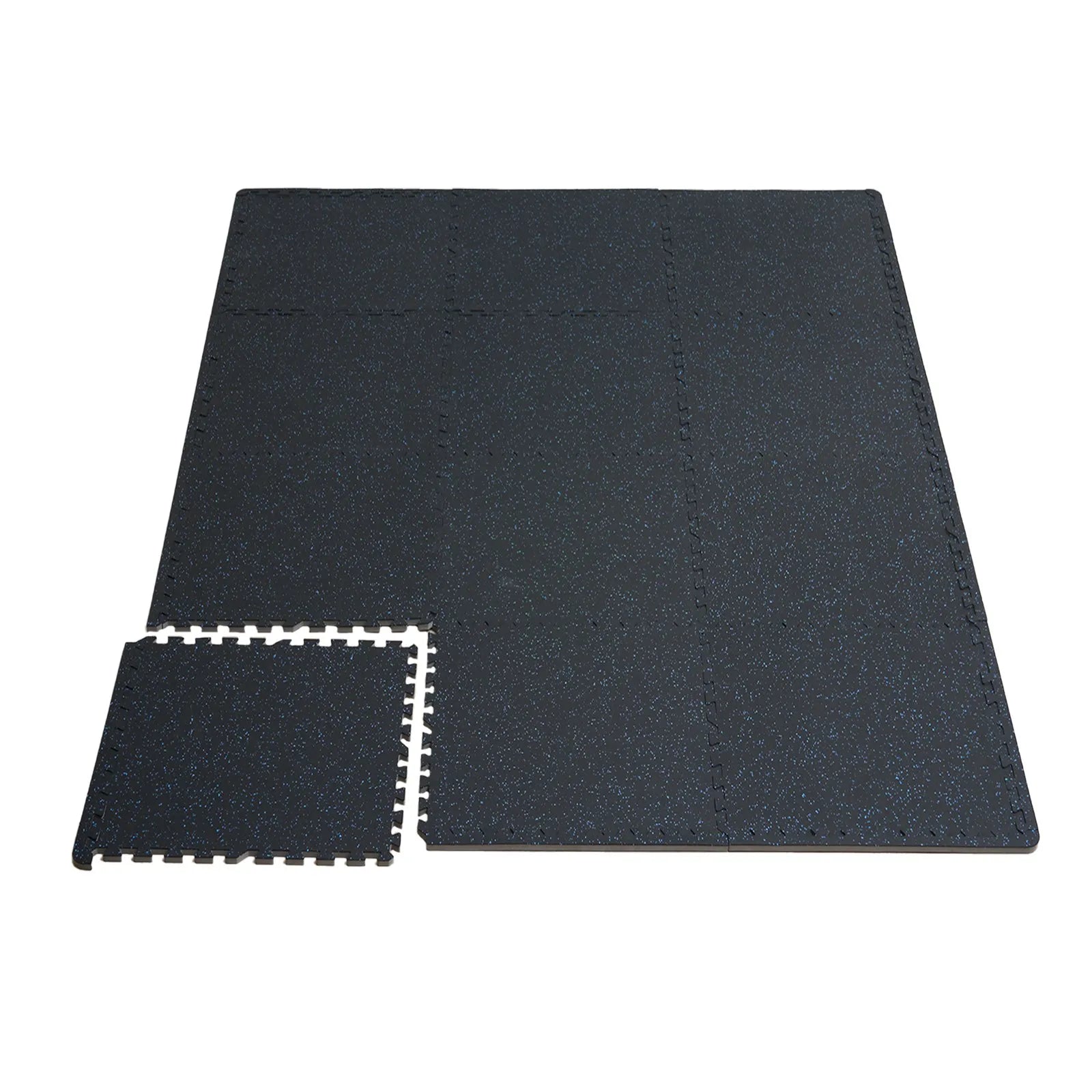 VEVOR 0.56" Thick Gym Floor Mats 6 Tiles Rubber Top with EVA Foam Black & Blue