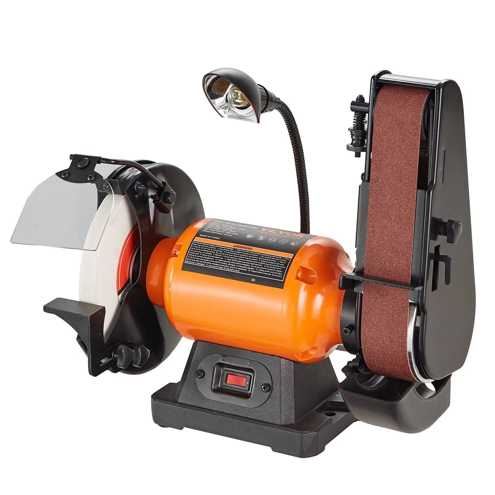 VEVOR 8 Inch Bench Grinder with 2 x28 Inch Belt Sander Combo, Bench Grinder Sander with 2.5A Induction Motor for Metalworking Sharpening Grinding