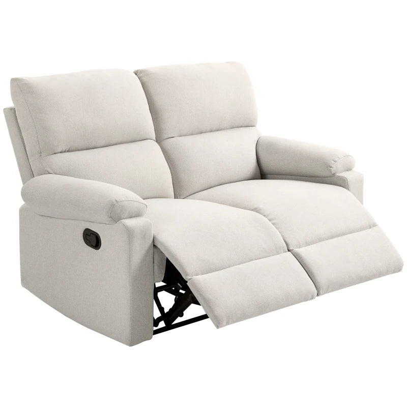 2 Seater Reclining Sofa, Loveseat Recliner Sofa with Footrest and Split Backrest, for Home Theater, Living Room, Cream White