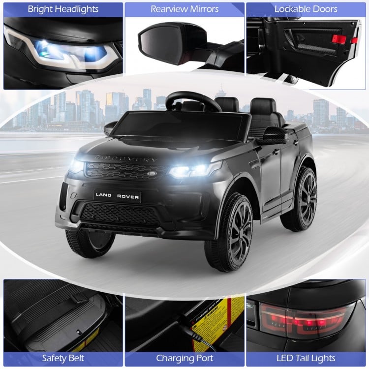 12V Kids Ride On Car with Remote Control Lockable Doors Slow Start System and LED Lights-Black