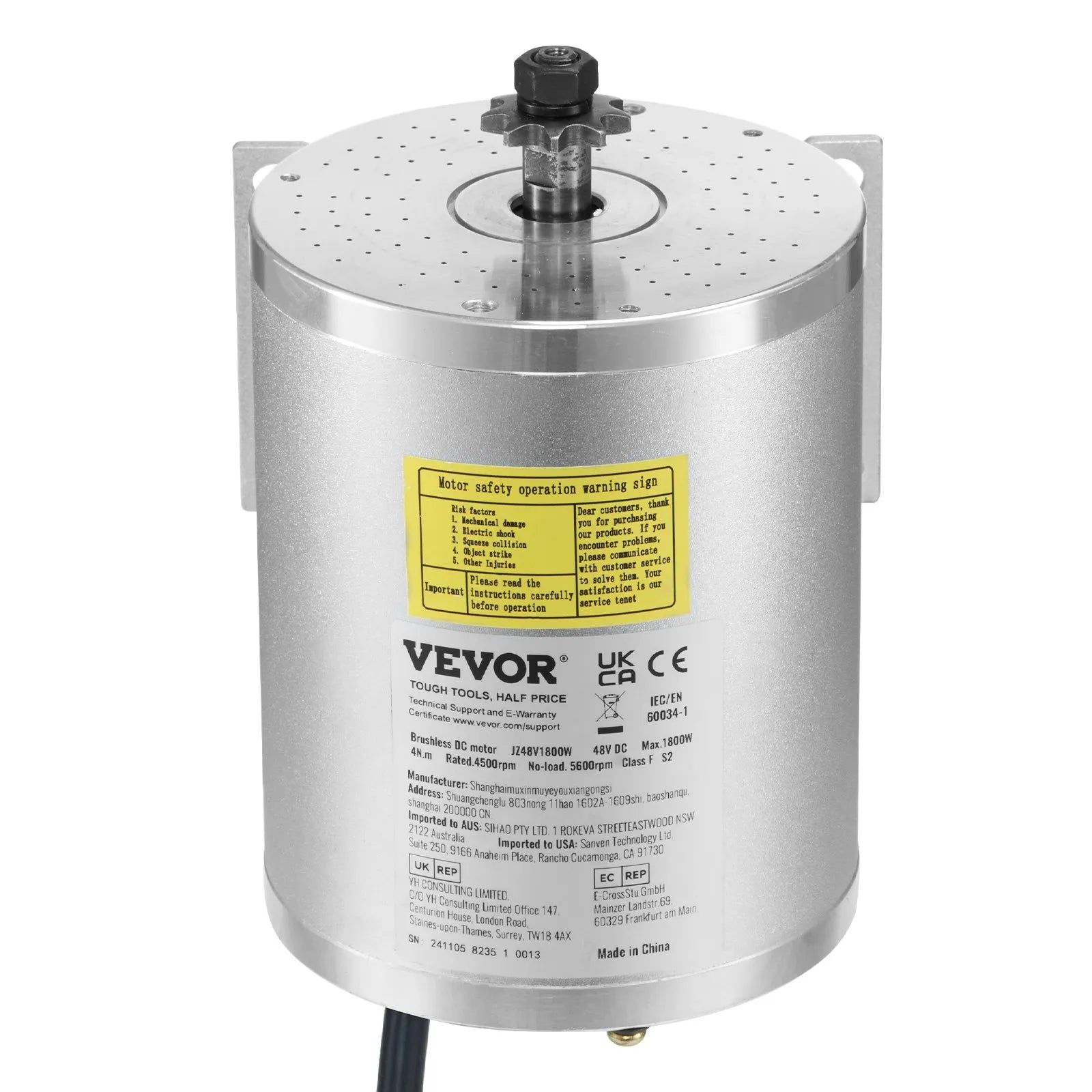 VEVOR 1800W 48VElectric Brushless DC Motor Kit with Upgraded Speed Controller