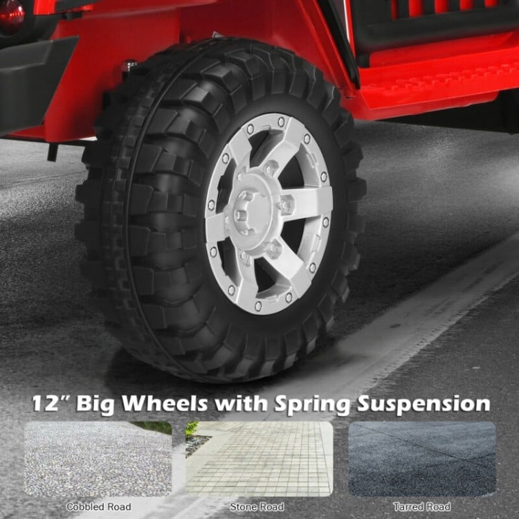 12V Kids Electric Ride On Truck with Remote Control and Operation Lever-Red