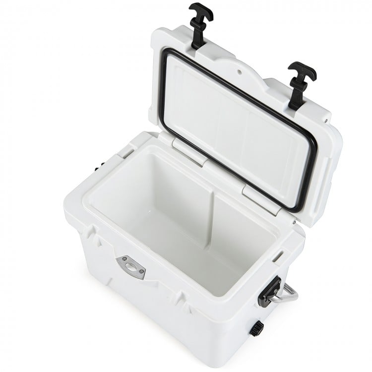 20 Quart Portable Hard Cooler with Built-in Ruler and Bottle-White