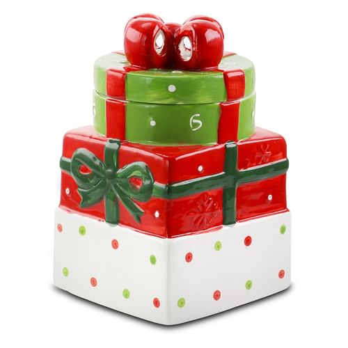 Gibson Home Christmas Estate 7.5 Inch Gift Box Holiday Cookie Jar - Free Shipping