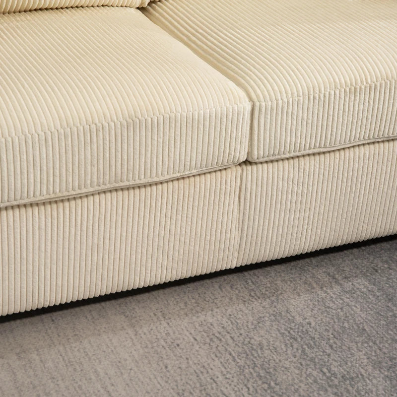 3 Seater Sofa, 83.5" Modern Upholstered Couch with Pocket Spring and 2 Scatter Cushions for Living Room, Cream White