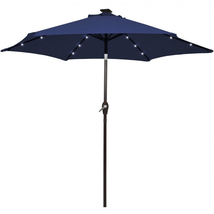 10 Feet Outdoor Patio Umbrella With Bright Solar LED Lights-Dark Blue