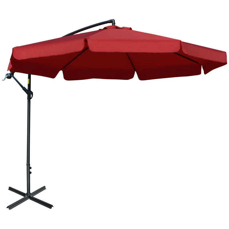 11FT Cantilever Patio Umbrella with Offset Hanging, Easy Tilt Adjustment & Cross Base for Backyard, Poolside, Red
