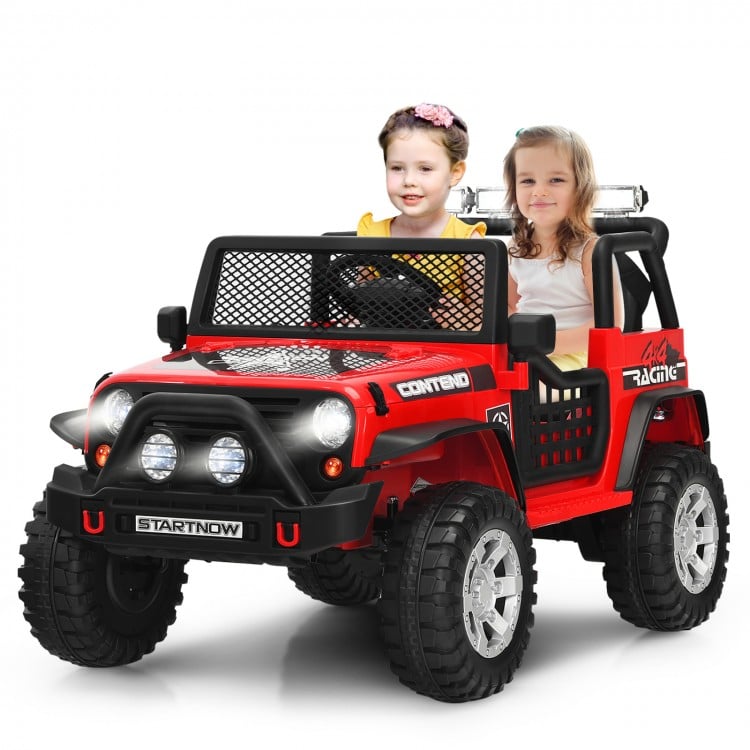 12V Kids Electric Ride On Truck with Remote Control and Operation Lever-Red