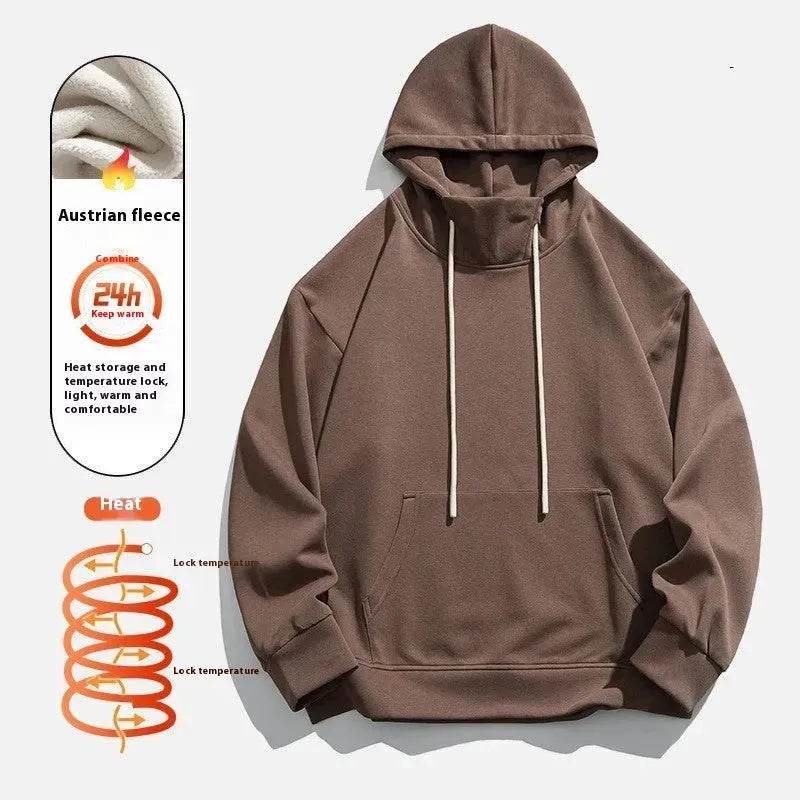 American Fleece Lined Drawstring Hoodie Sweatshirt Pullover for Men 