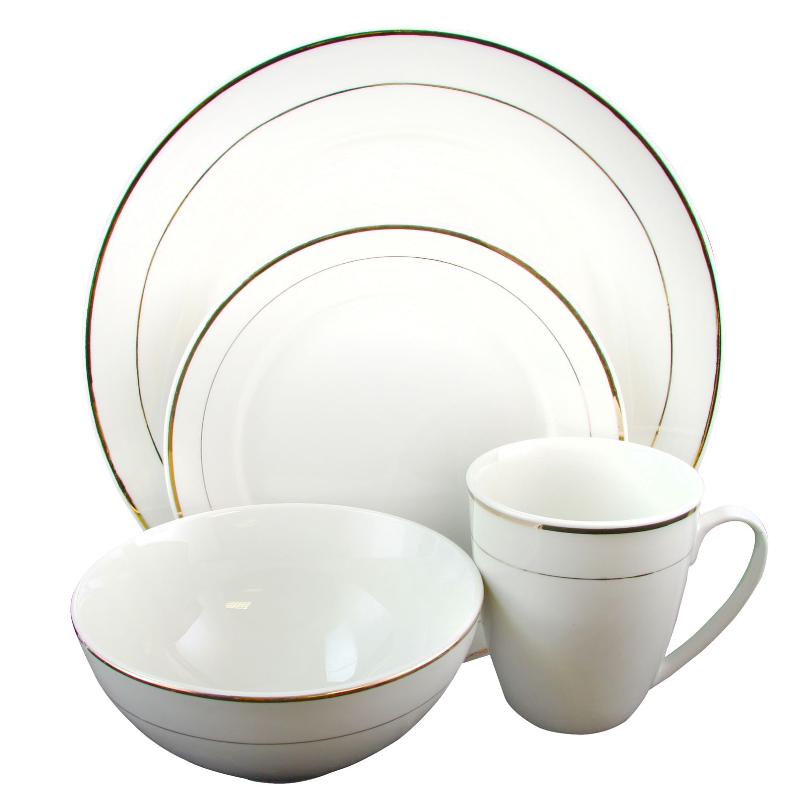 Gibson Home Palladine 16 Piece Dinnerware Double Gold Banded Set - Free Shipping