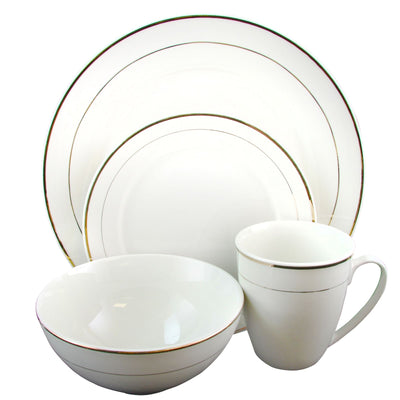 Gibson Home Palladine 16 Piece Dinnerware Double Gold Banded Set - Free Shipping 