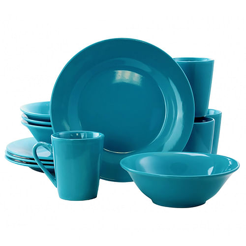 Gibson Home Carlton 12 Piece Dinnerware Set in Blue - Free Shipping