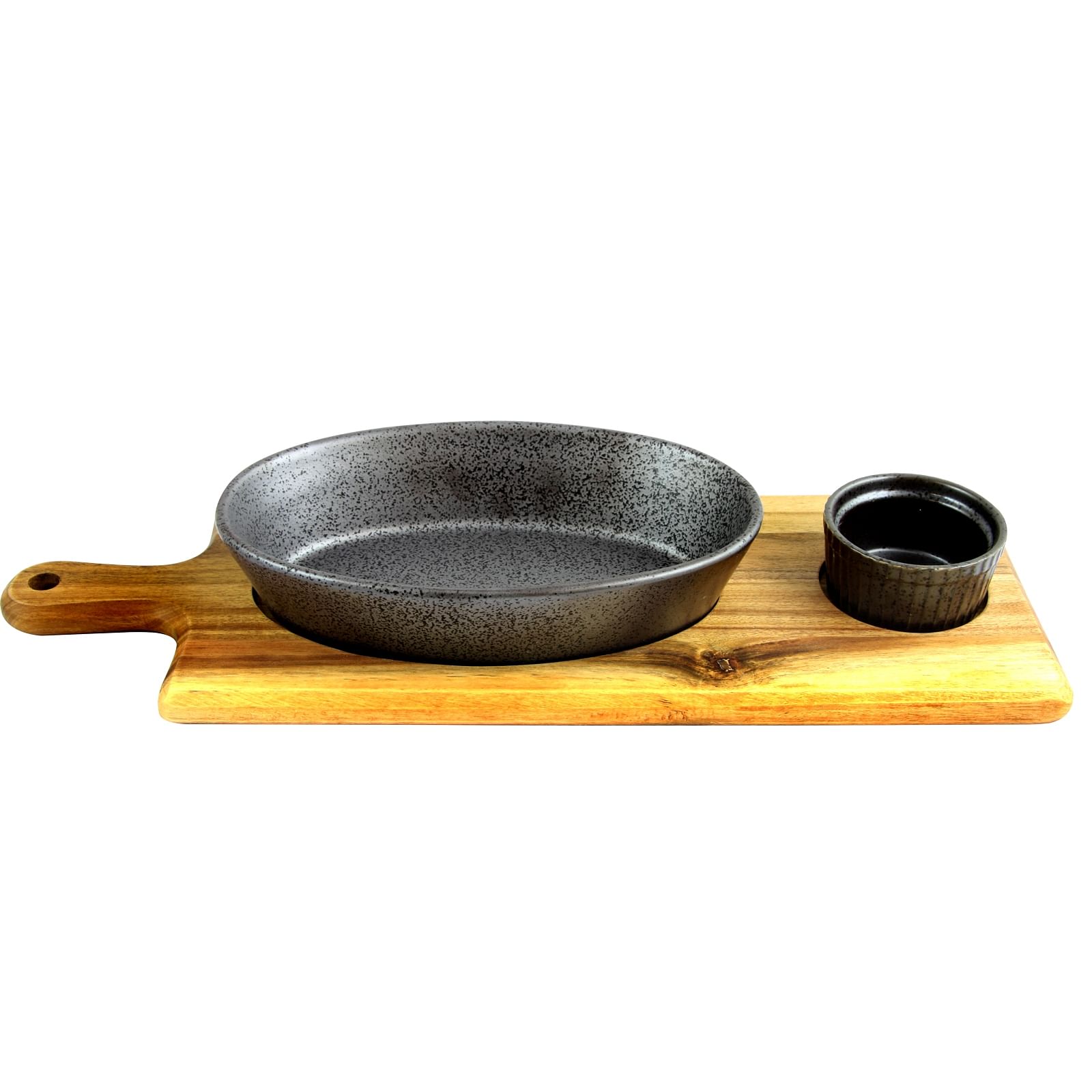 Gibson Elite Gracious Dining 3-Piece Reactive Fine Ceramic Bowl Set With Acacia Wood Tray in Gray - Free Shipping 