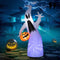 Inflatable Halloween Ghost Decoration Holding Pumpkin – LED Lights, Waterproof Polyester, White, 41.25