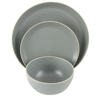 Gibson Home Rockaway 12 Piece Stoneware Dinnerware Set in Matt Grey - Free Shipping 