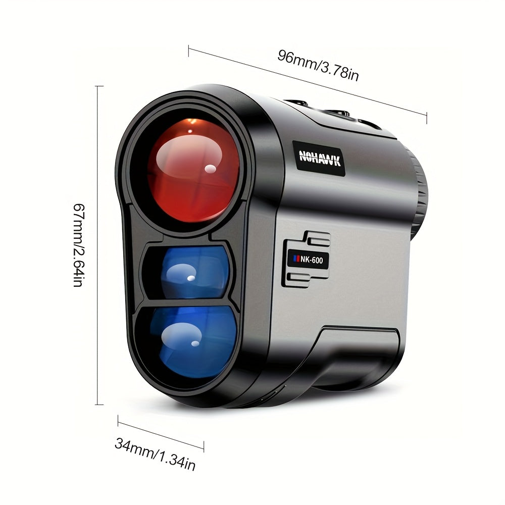 Nohawk 600m/2000ft Golf Range Finder – USB Rechargeable with Angle Switch, Slope Compensation, Flag Locking, 6X Magnification – Durable Black and Red Plastic Case, Modern Golf Accessory 