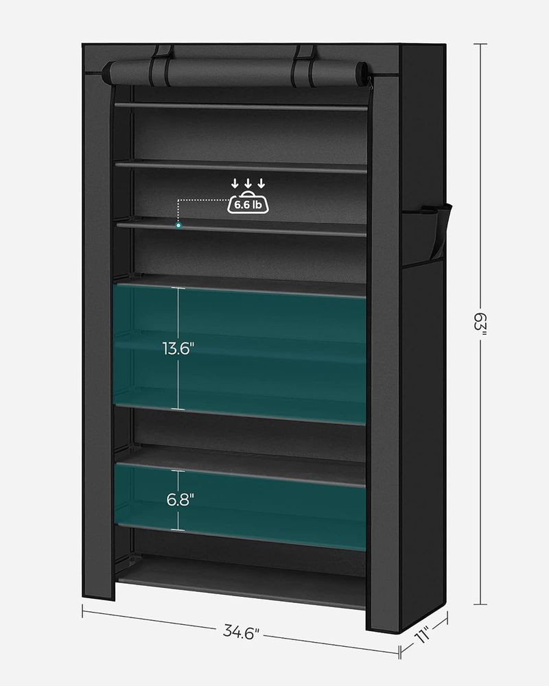 SONGMICS 9 Tier Shoe Rack with Nonwoven Fabric Cover 