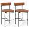 26 Inch Upholstered Bar Stools Set of 2 Counter Height Bar Chairs with  Backrest-Brown