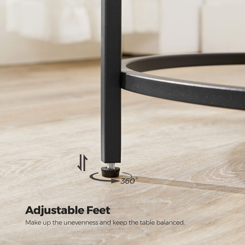 VASAGLE Glass Round Side Table with Metal Frame 