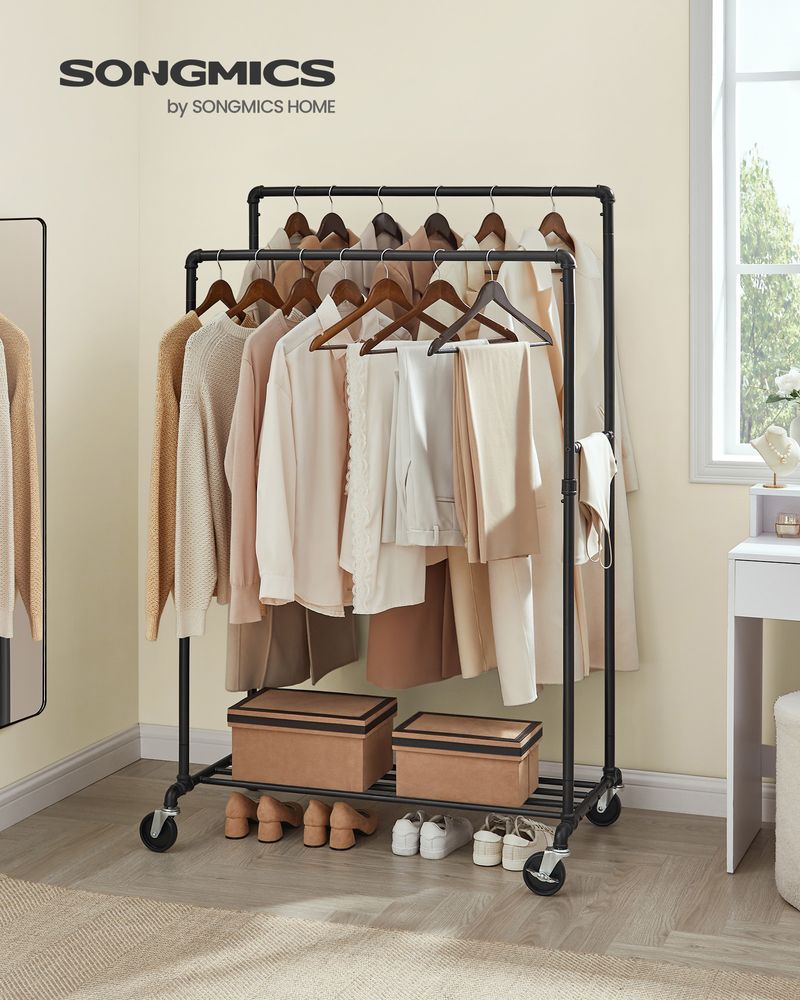 SONGMICS 39.4 Inch Clothing Rack with Storage Shelf 