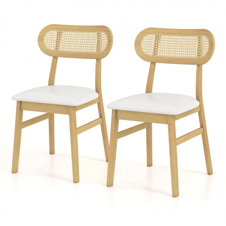 Indoor Mid Century Wood Dining Chairs Set of 2  for Dining Room-White