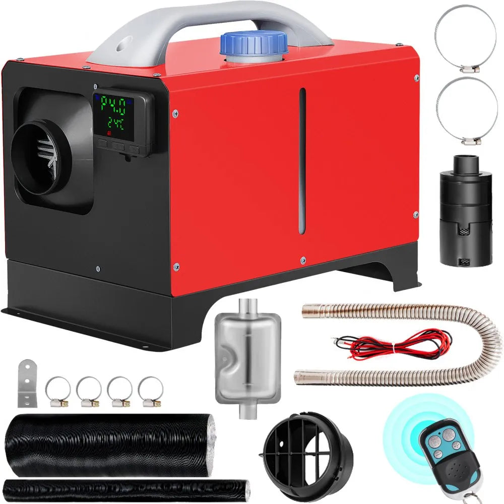 VEVOR Diesel Air Heater 8KW Parking Heater 12V Truck Heater, One Air Outlet, with Black LCD Switch, Remote Control, Fast Heating Compact Diesel Heater, For Car, RV Truck, Boat, Campervans, Caravans 