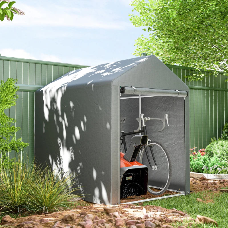 4 x 6ft Outdoor Storage Shed Tent, Portable Shed with Roll-up Door for Motorcycle, Bike, Garden Tools