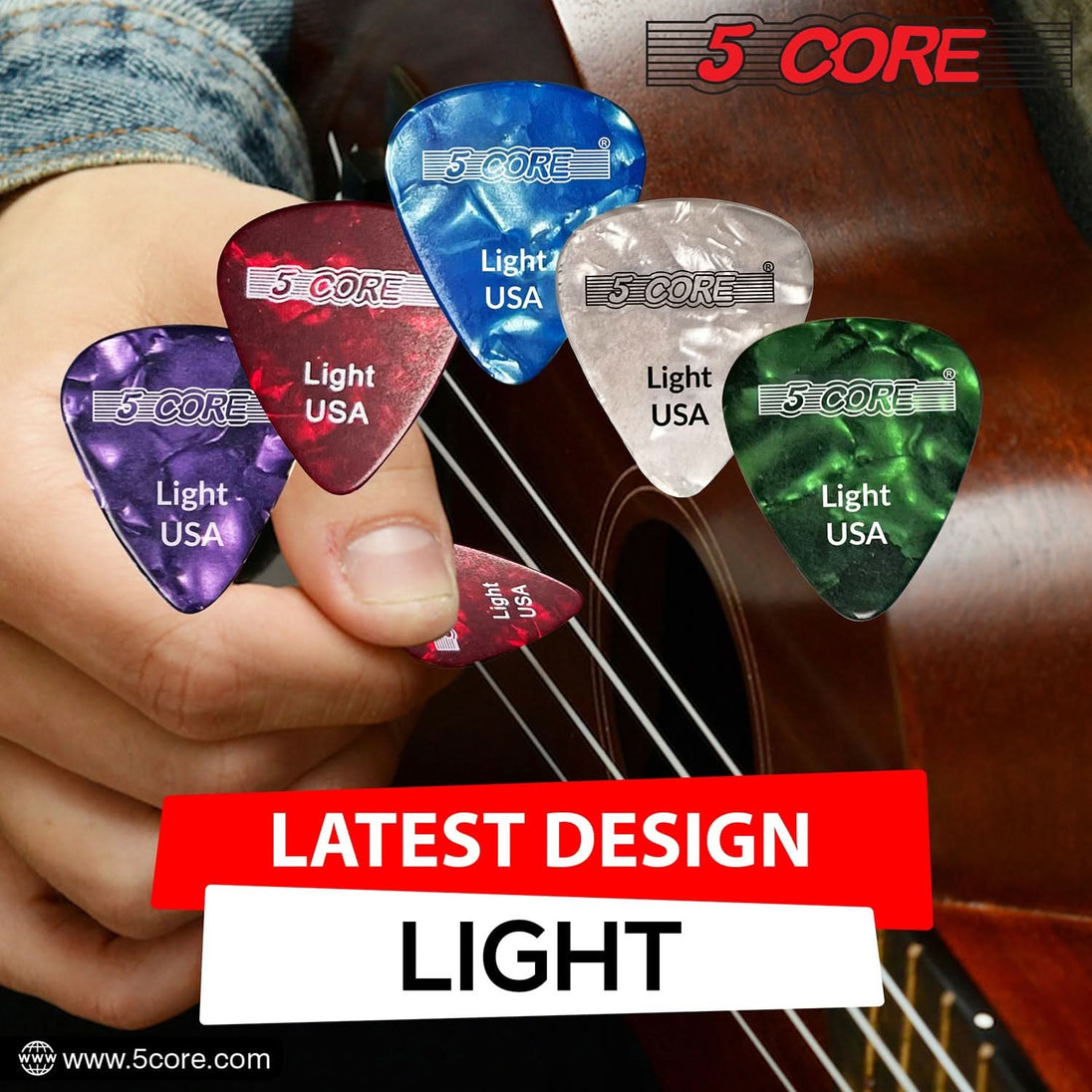 5Core Guitar Picks Celluloid Light Gauge 0.46mm Pick - Acoustic Electric Bass Guitars PURPLE