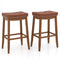 25/29 Inch Set of 2 Upholstered PU Leather Bar Stools with Saddle Seat-29 inches
