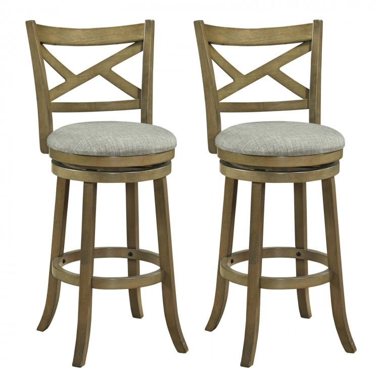25/30 Inch Swivel Bar Stools Set of 2 with Backrests and Wood Frame-30 inches