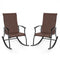 2 Pieces Outdoor Rocking Chairs with Breathable Backrest-Brown
