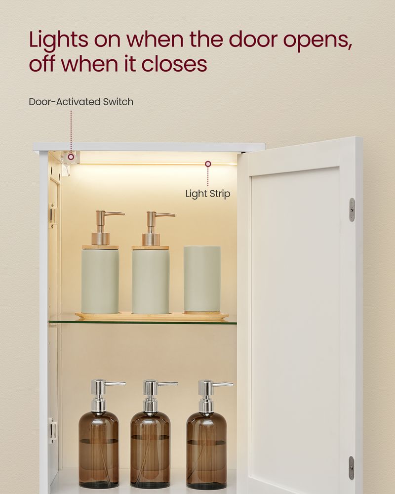 VASAGLE Tall Bathroom Cabinet with Lights 