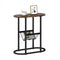2-Tier Oval Narrow Bedside End Table-Rustic Brown