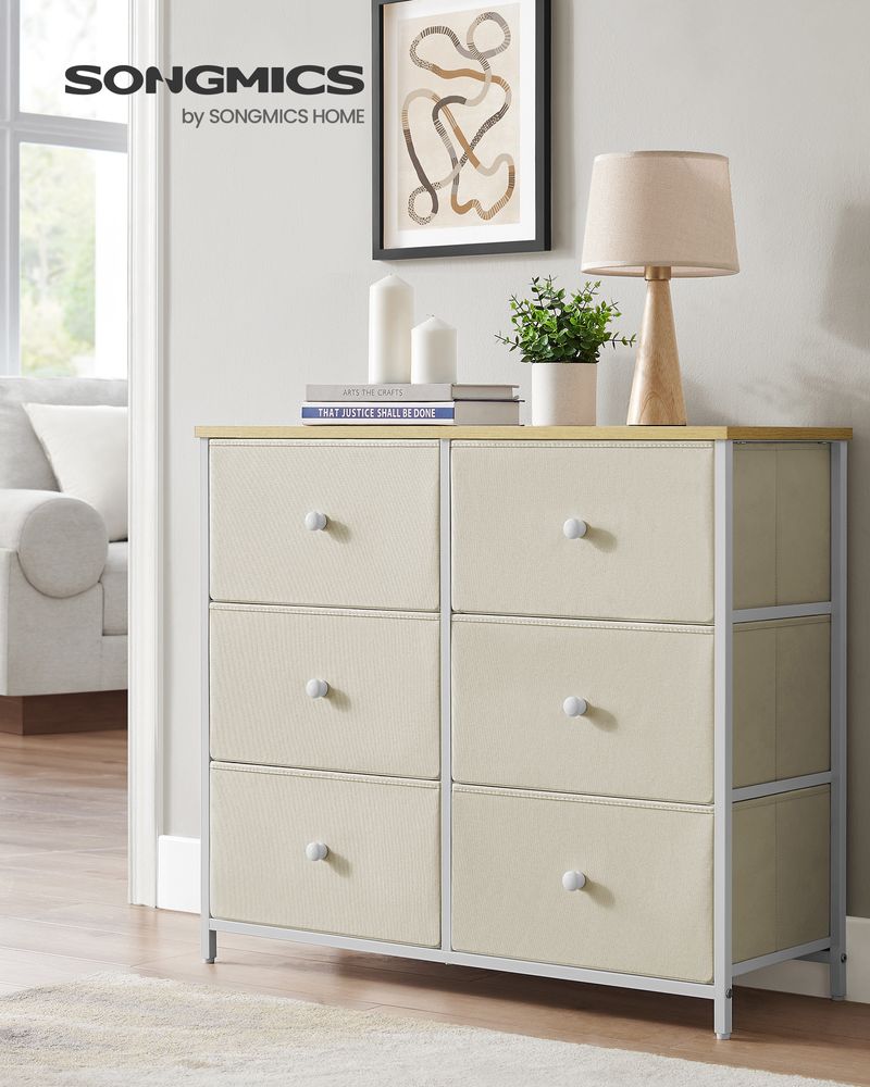 SONGMICS Closet Fabric Dresser with Metal Frame 