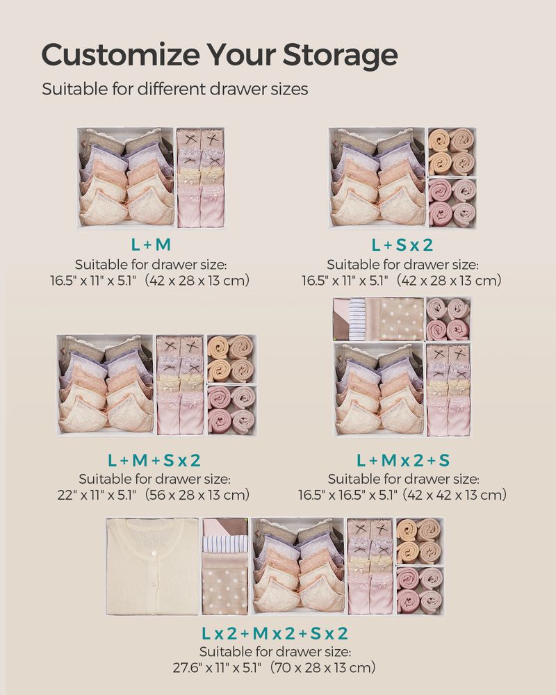 SONGMICS Dresser Drawer Organizers 