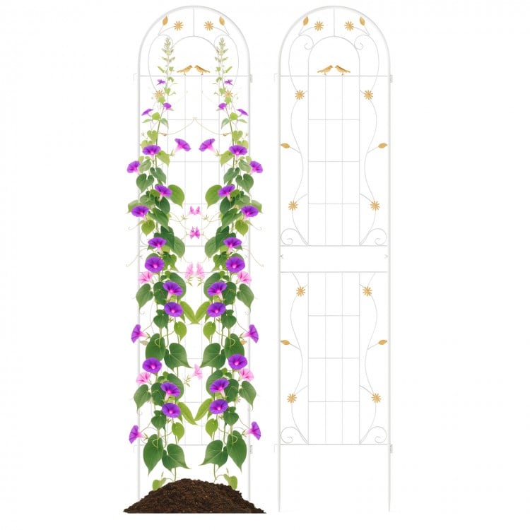 2 Pack 86.5 x 20 Inches Metal Garden Trellis for Climbing Plants-White