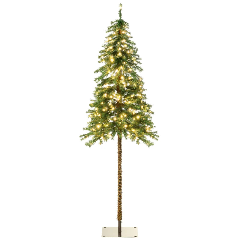 HOMCOM 6' Artificial Christmas Tree with Warm White or Colourful LED Lights, Pencil Shape, Steel Base 