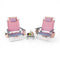 2 Packs 5-Position Outdoor Folding Backpack Beach Table Chair Reclining Chair Set-Pink