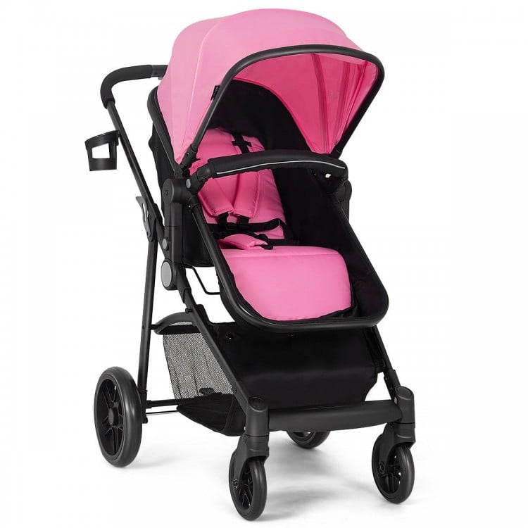 2 in 1 Foldable Pushchair Newborn Infant Baby Stroller-Pink