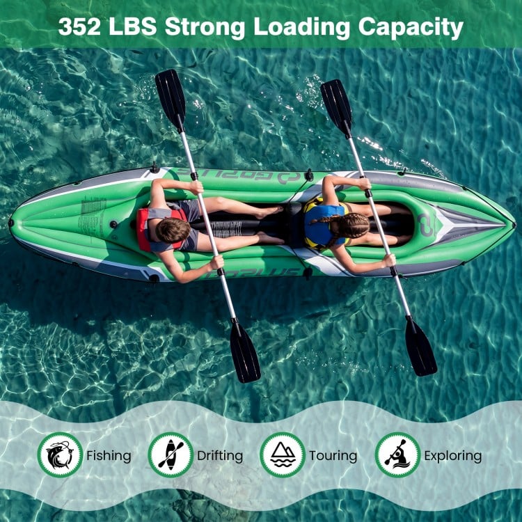 11.5 Feet Inflatable Kayak 2 Person Heavy Duty with Aluminum Paddles