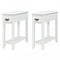 2 Pieces 2 Tier Sofa Side End Table with Drawer and Open Shelf-White
