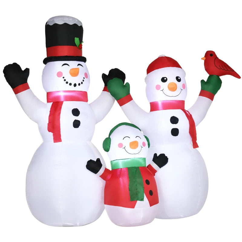 HOMCOM 7.9FT Inflatable Christmas Snowman Decoration, LED Lighted Blow Up for Indoor & Outdoor Holiday Yard Display 